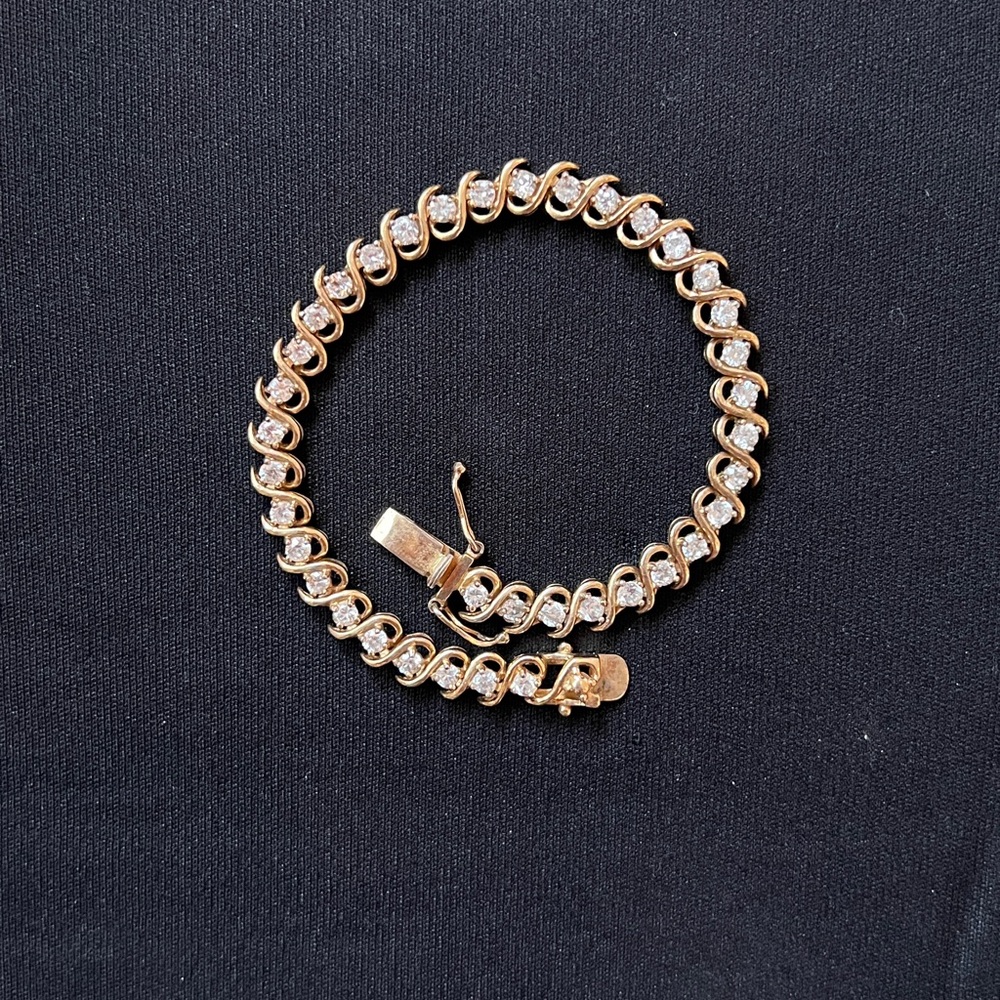 Gold Plated Sterling Silver and CZ Tennis Bracelet